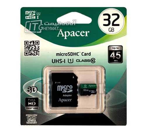 کارت حافظه microSDHC اپیسر Color 32GB C10 سرعت 45MBps با آداپتور SD