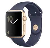 Apple Watch Gold Aluminum Case with Midnight Blue Sport 42mm Band