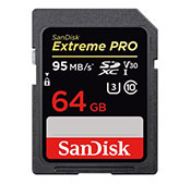 SanDisk Extreme Pro V30 UHS I U3 Class 10 633X 95MBps 64GB SDXC Card