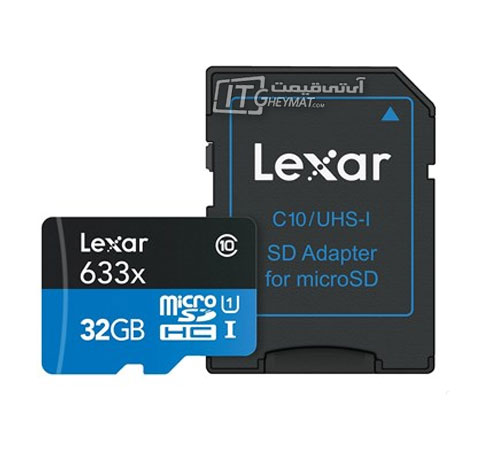 کارت حافظه‌ لکسار High-Performance 32GB microSDHC C10 با سرعت 95MBps 633X با آداپتور SD