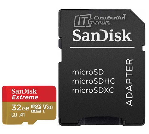 کارت حافظه سن دیسک کلاس Extreme V30 UHS I U3 100MBps 667X 32GB A1 با آداپتور