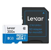 Lexar High-Performance 8GB UHS-I U1 Class 10 45MBps microSDHC With SD Adapter