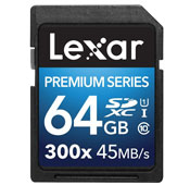 Lexar Premium 64GB UHS-I U1 Class 10 300X 45MBps SDXC Card